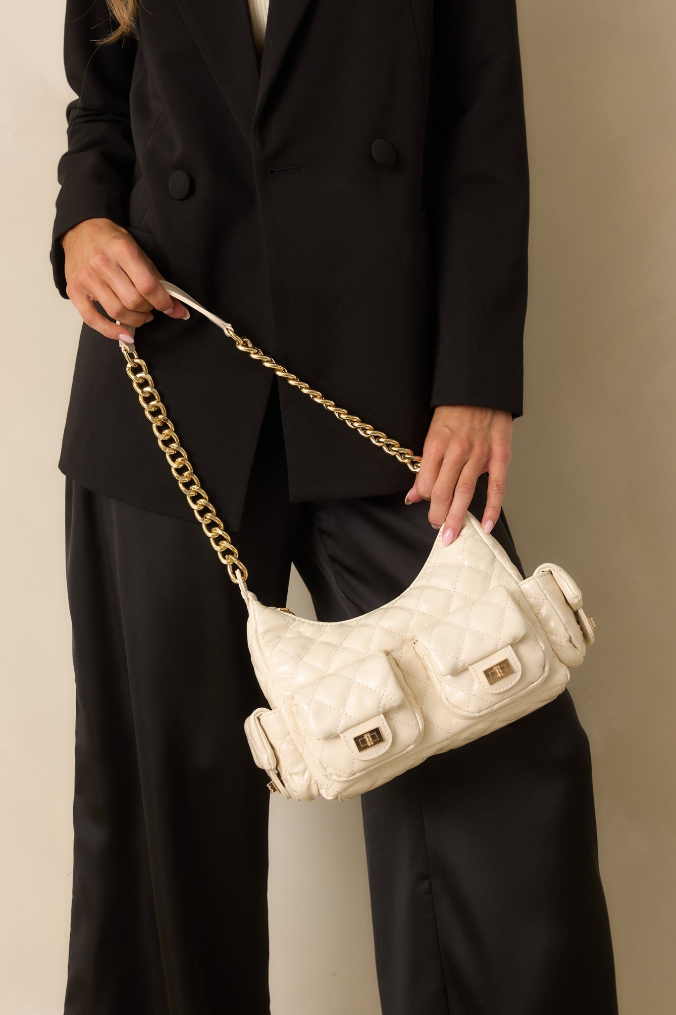 Little Something Extra Ivory Faux Leather Quilted Handbag - MismiDaily - Accessories
