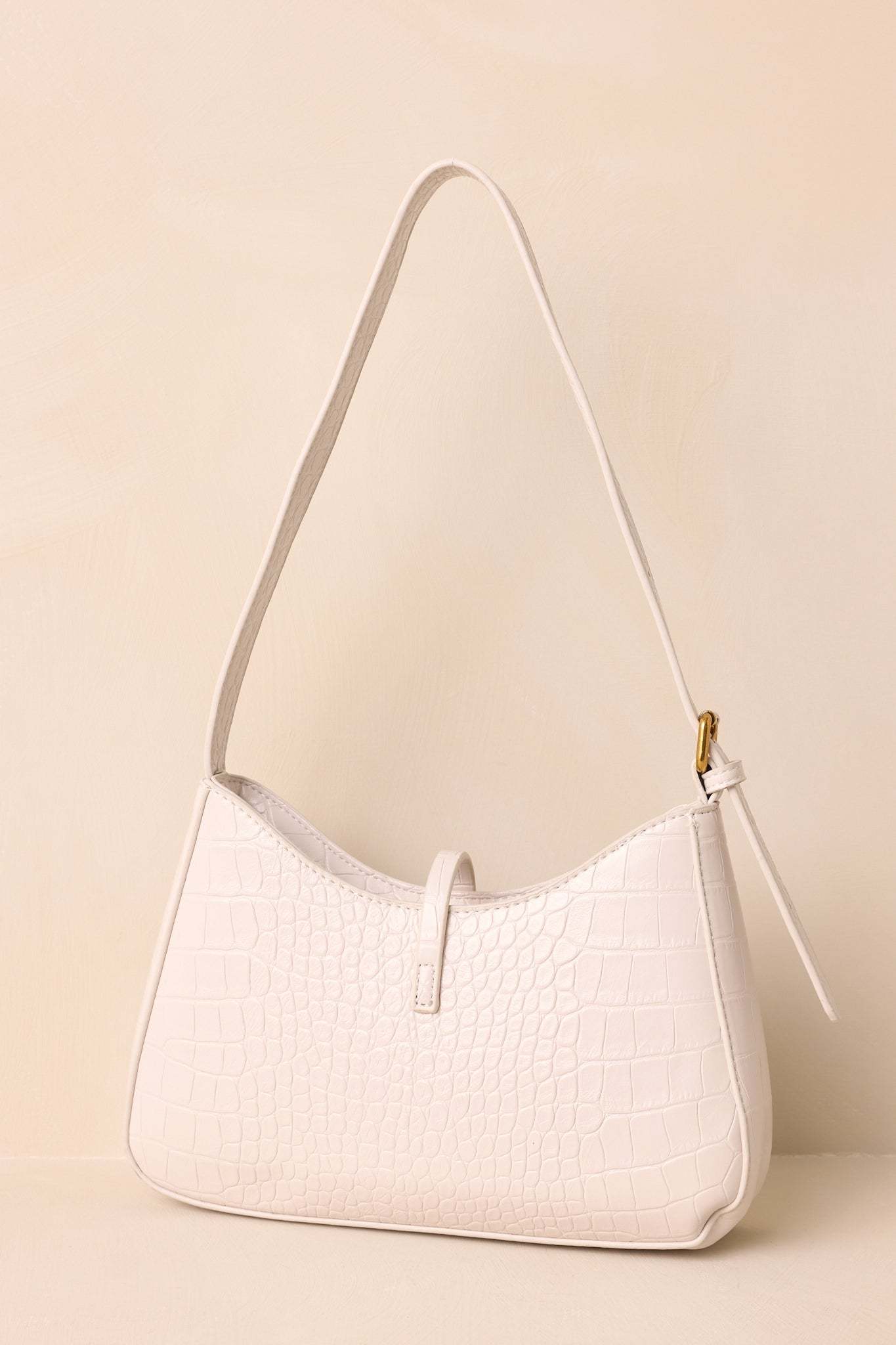 Worth The Risk Ivory Croc Embossed Faux Leather Handbag - MismiDaily - Accessories