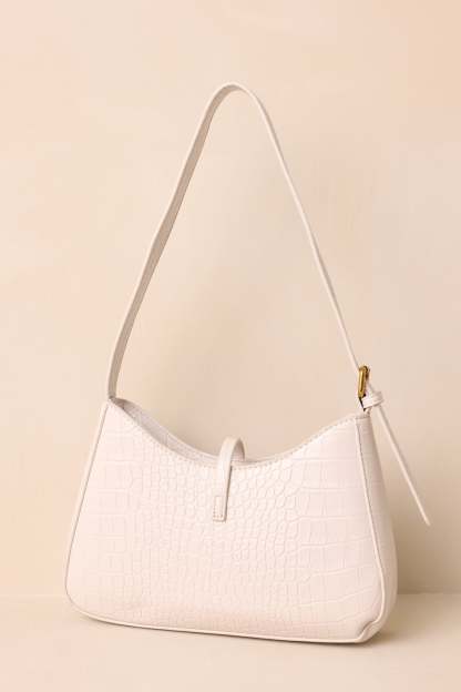 Worth The Risk Ivory Croc Embossed Faux Leather Handbag - MismiDaily - Accessories