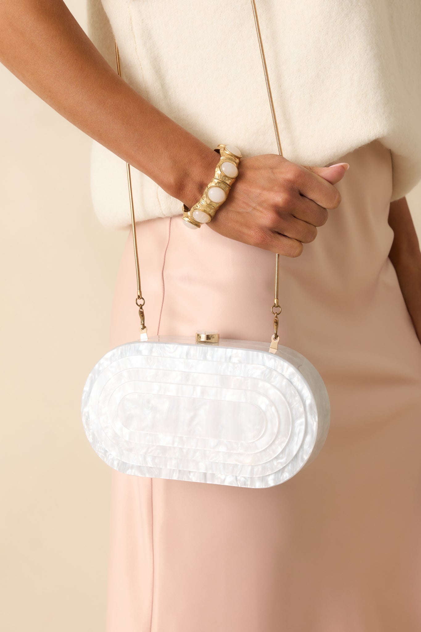 Solstice Dance Ivory Pearlescent Clutch - MismiDaily - Accessories