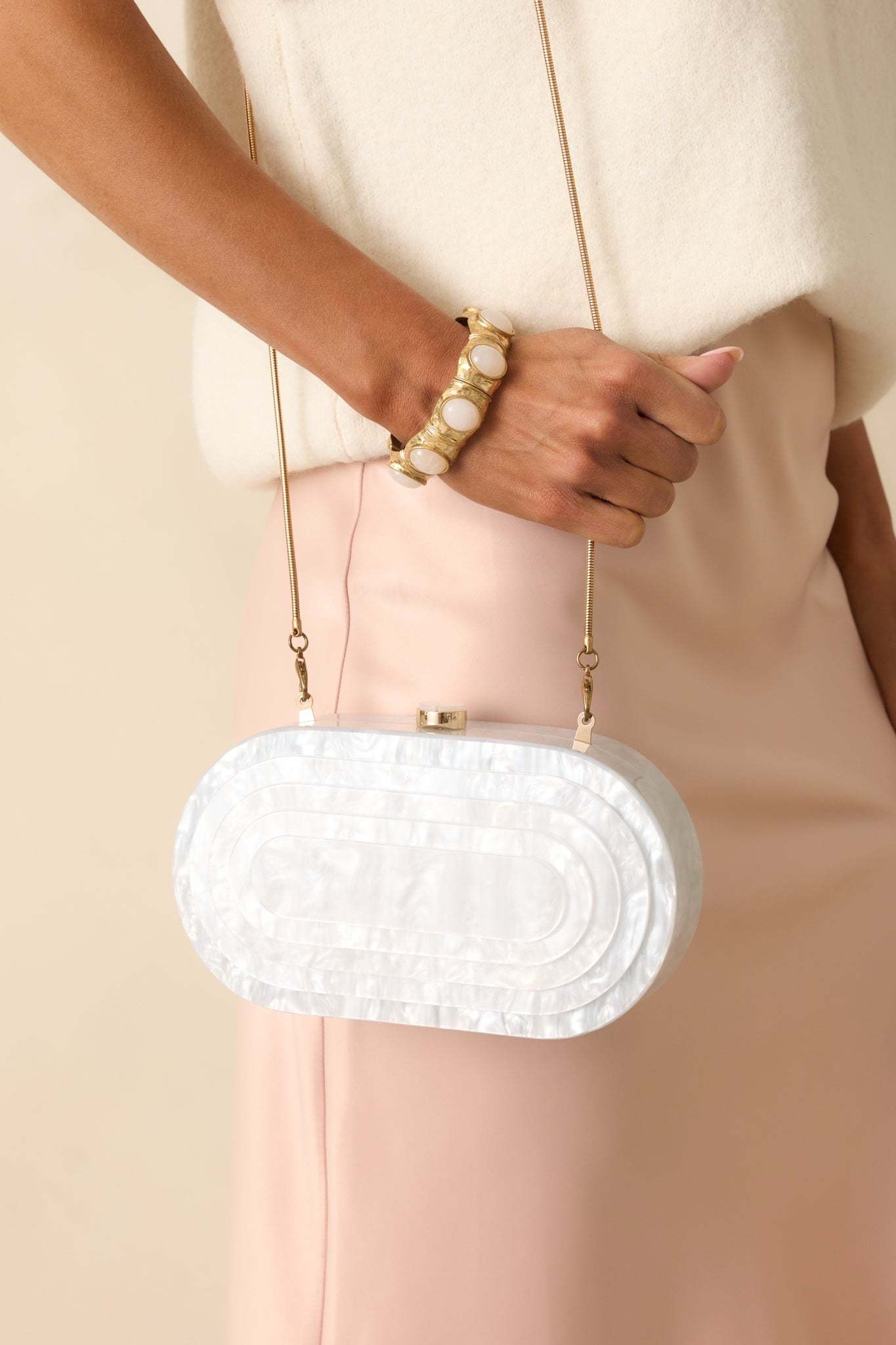 Solstice Dance Ivory Pearlescent Clutch - MismiDaily - Accessories