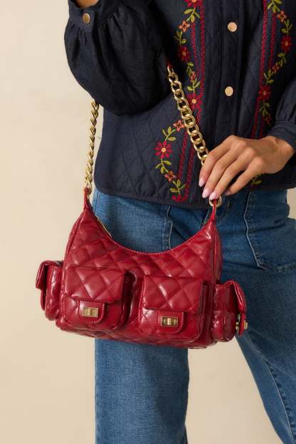 Little Something Extra Red Faux Leather Quilted Handbag - MismiDaily - Accessories