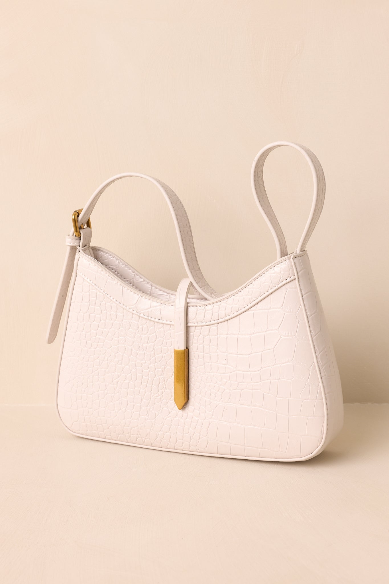 Worth The Risk Ivory Croc Embossed Faux Leather Handbag - MismiDaily - Accessories