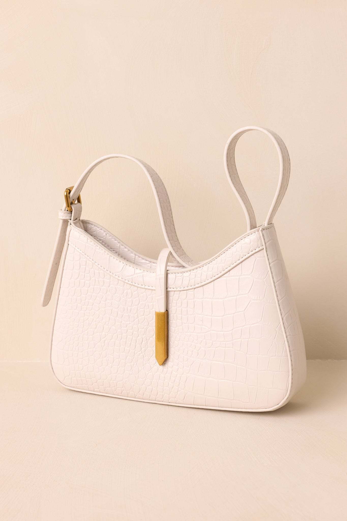 Worth The Risk Ivory Croc Embossed Faux Leather Handbag - MismiDaily - Accessories