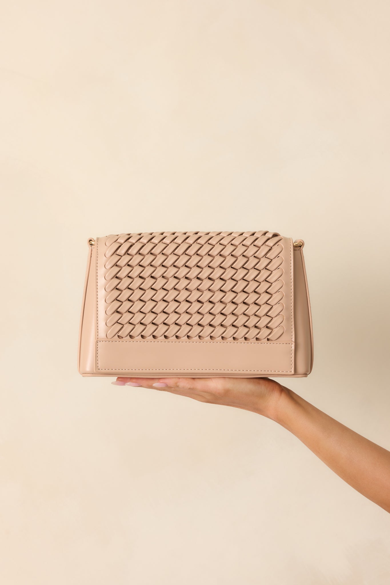 A Little Off Track Beige Woven Faux Leather Handbag - MismiDaily - Accessories