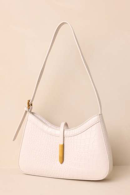 Worth The Risk Ivory Croc Embossed Faux Leather Handbag - MismiDaily - Accessories