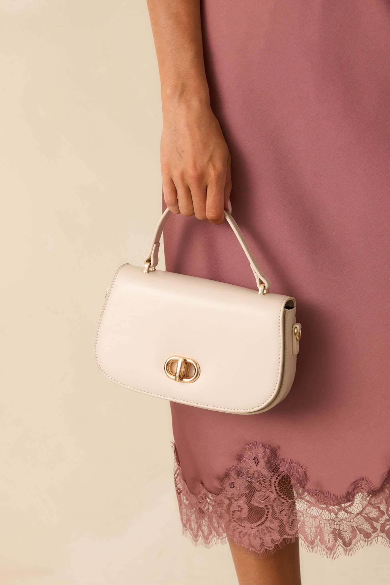 Comes Back Around Ivory Faux Leather Flap Closure Handbag - MismiDaily - Accessories