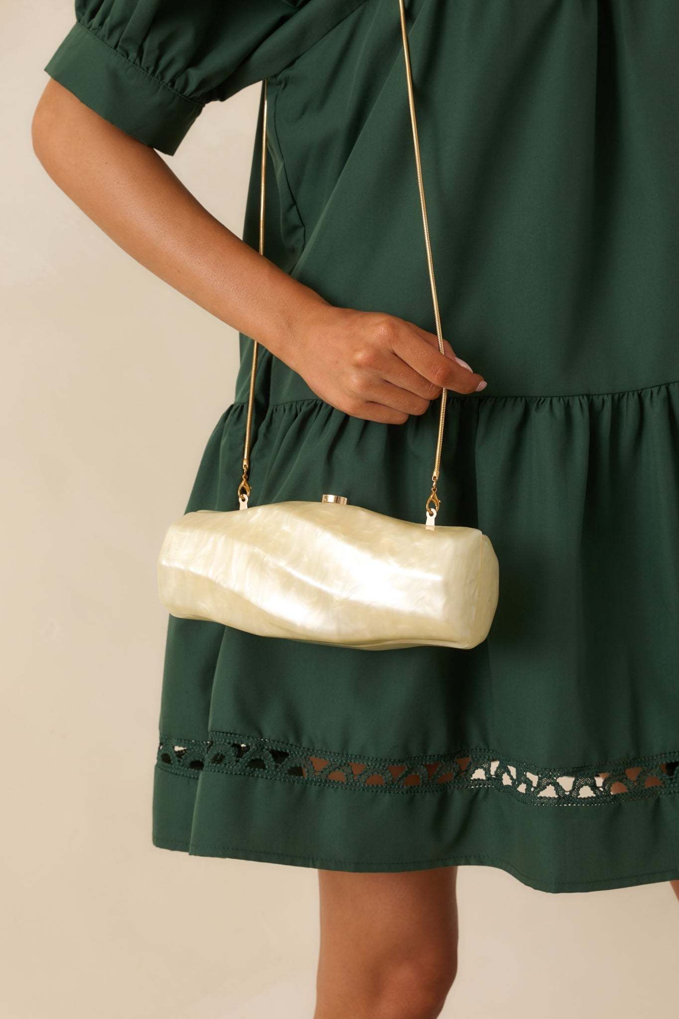 Got My Spark Back Champagne Pearlescent Spiral Clutch - MismiDaily - Accessories