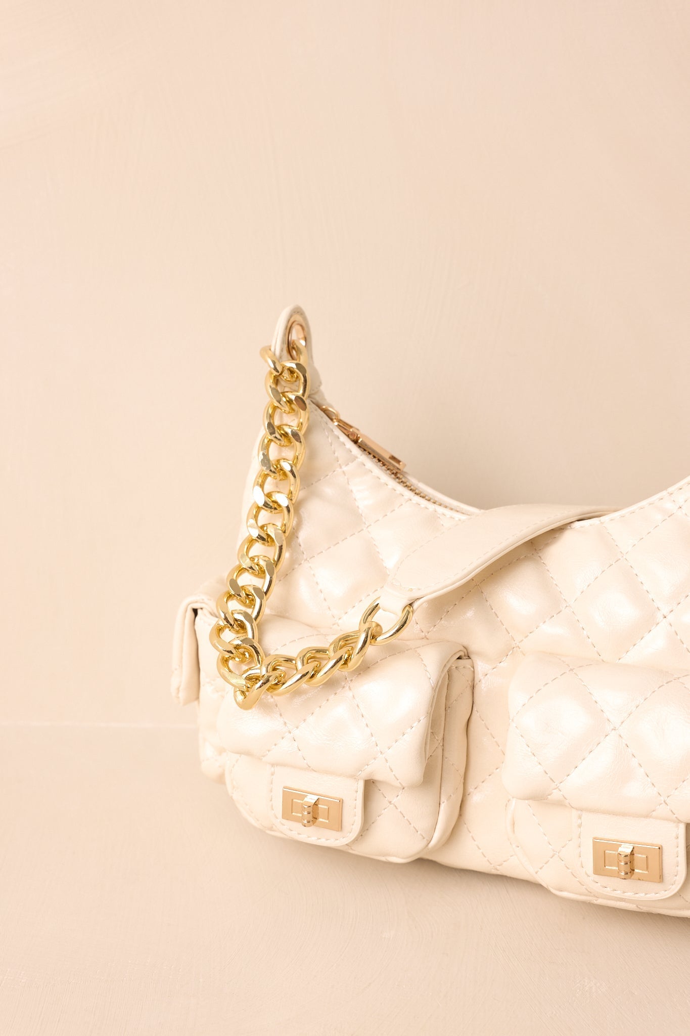 Little Something Extra Ivory Faux Leather Quilted Handbag - MismiDaily - Accessories