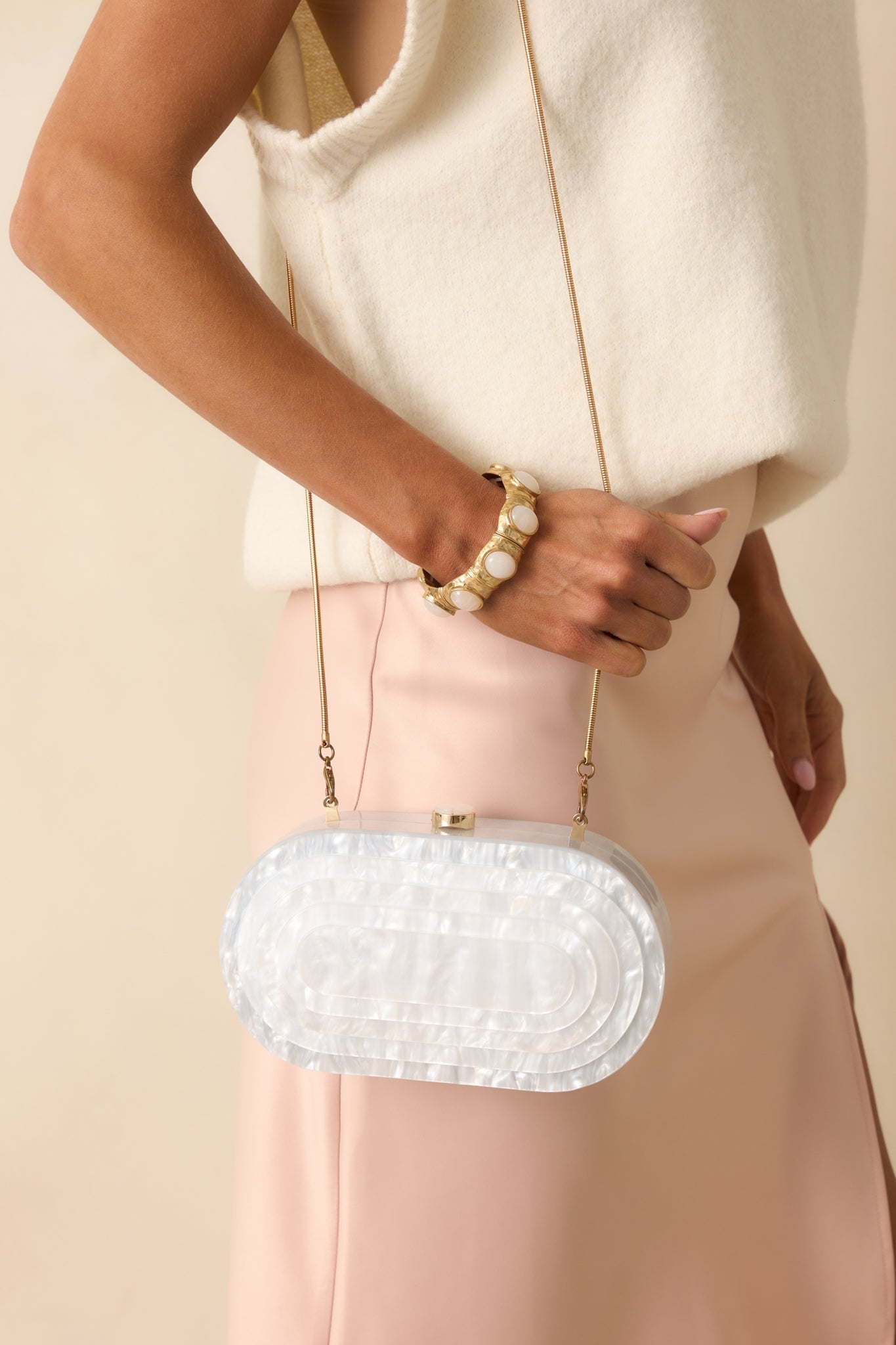 Solstice Dance Ivory Pearlescent Clutch - MismiDaily - Accessories