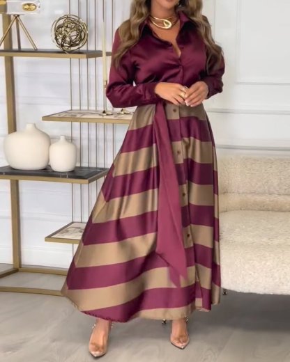 Collared short - sleeved tie dress - MismiDaily - Dress