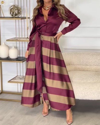 Collared short - sleeved tie dress - MismiDaily - Dress