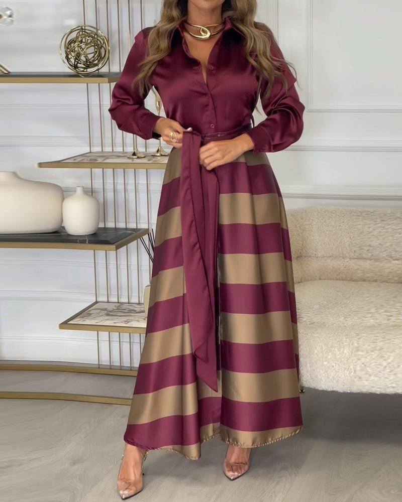 Collared short - sleeved tie dress - MismiDaily - Dress