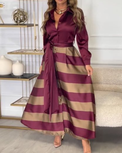 Collared short - sleeved tie dress - MismiDaily - Dress