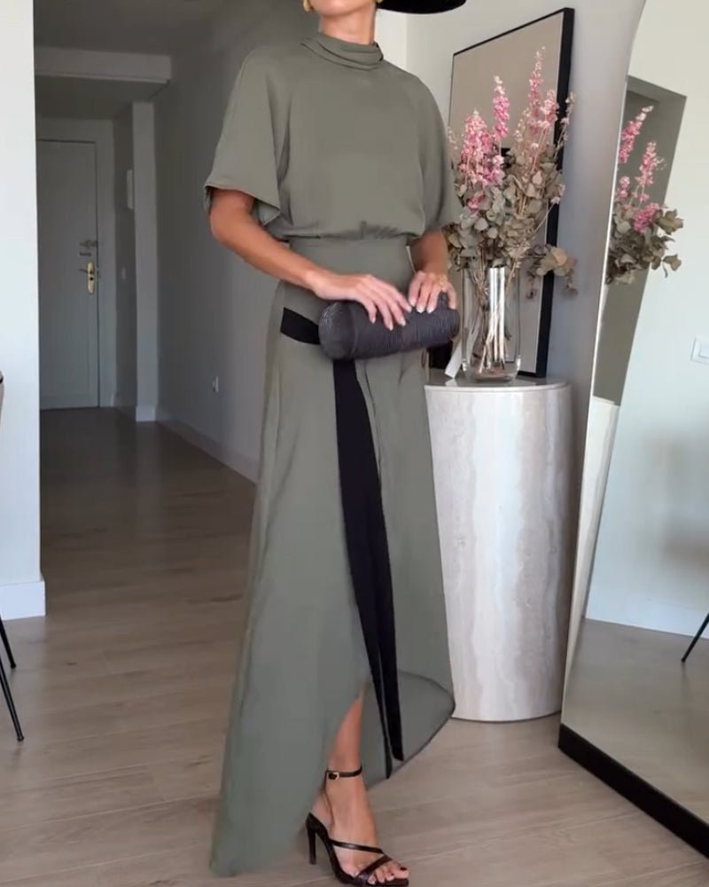 Round neck fitted waist dress - MismiDaily - Dress