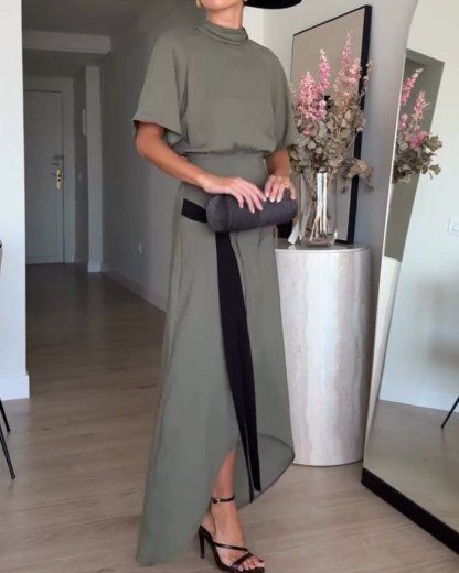 Round neck fitted waist dress - MismiDaily - Dress