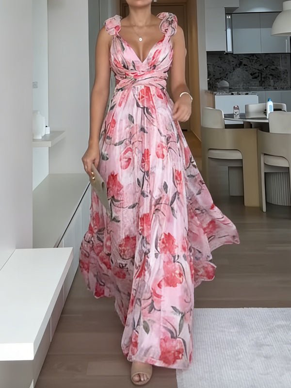 Chiffon Print Tie - Waist Dress - MismiDaily - Dress