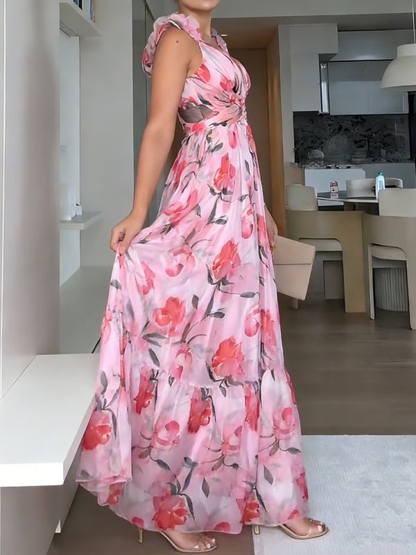 Chiffon Print Tie - Waist Dress - MismiDaily - Dress