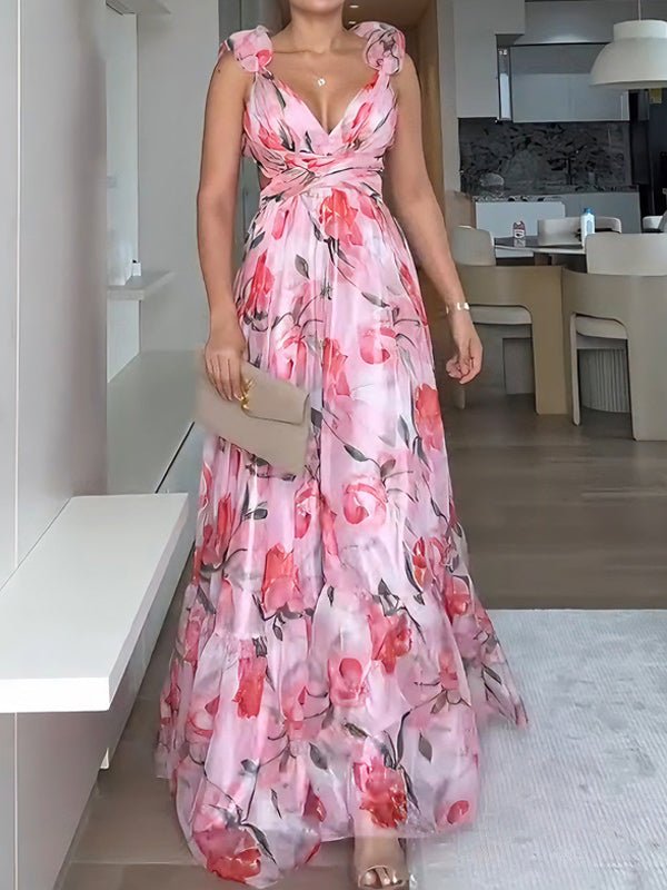 Chiffon Print Tie - Waist Dress - MismiDaily - Dress