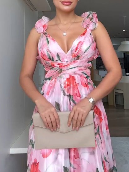 Chiffon Print Tie - Waist Dress - MismiDaily - Dress