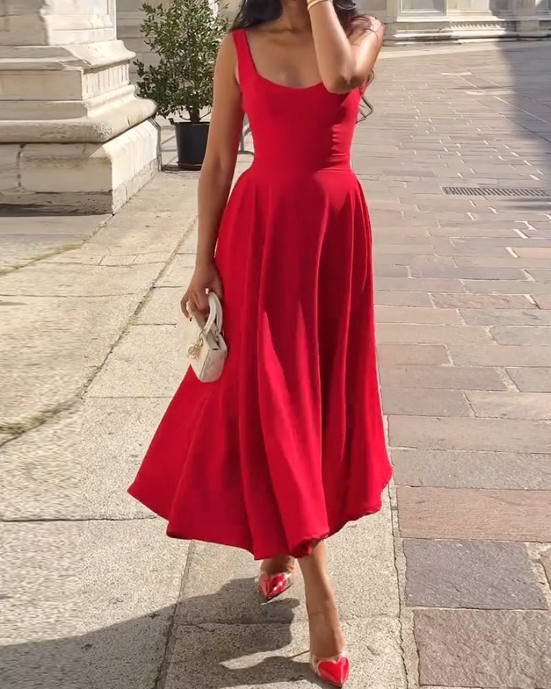 Elegant sleeveless solid color dress - MismiDaily - Dress