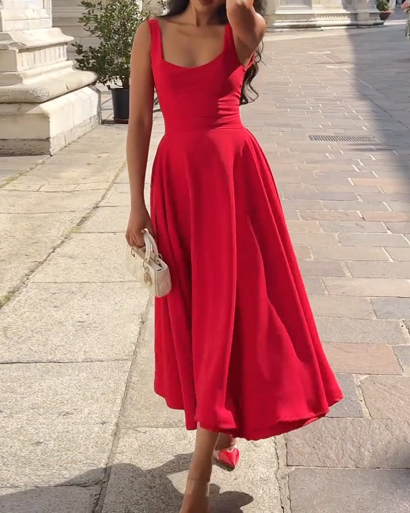 Elegant sleeveless solid color dress - MismiDaily - Dress