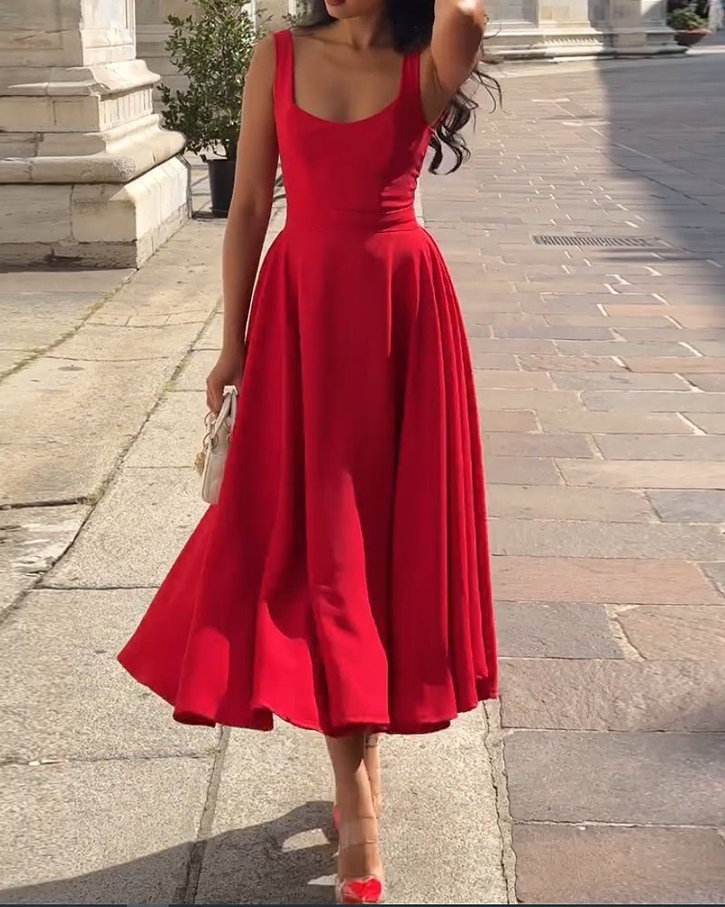 Elegant sleeveless solid color dress - MismiDaily - Dress