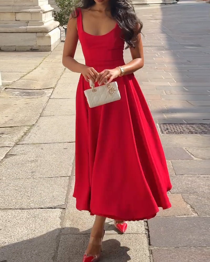 Elegant sleeveless solid color dress - MismiDaily - Dress