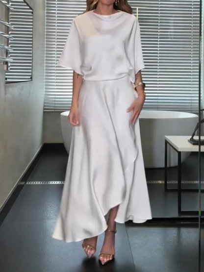 Round neck casual solid color dress - MismiDaily - Dress