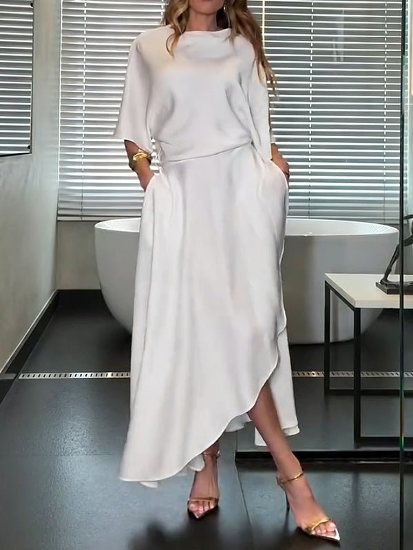 Round neck casual solid color dress - MismiDaily - Dress