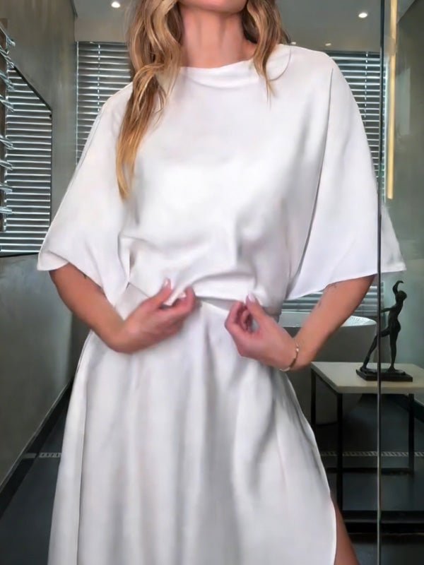 Round neck casual solid color dress - MismiDaily - Dress