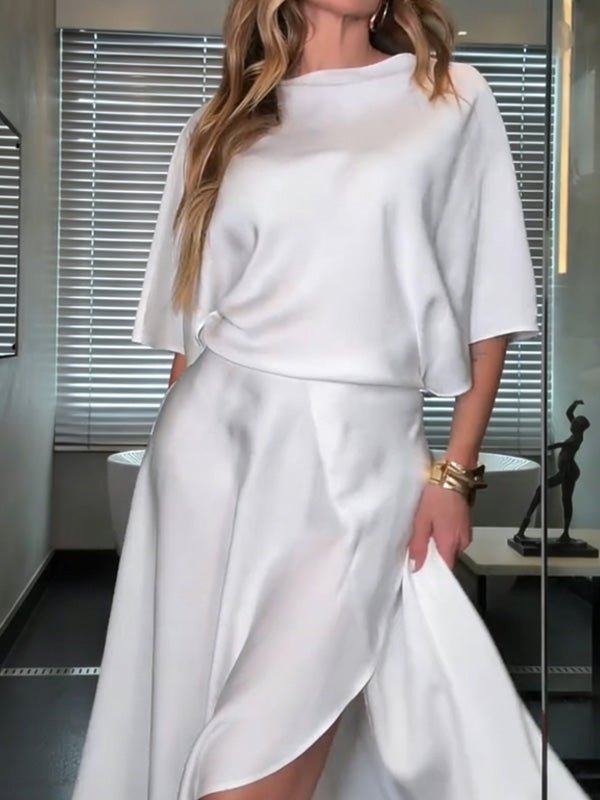 Round neck casual solid color dress - MismiDaily - Dress