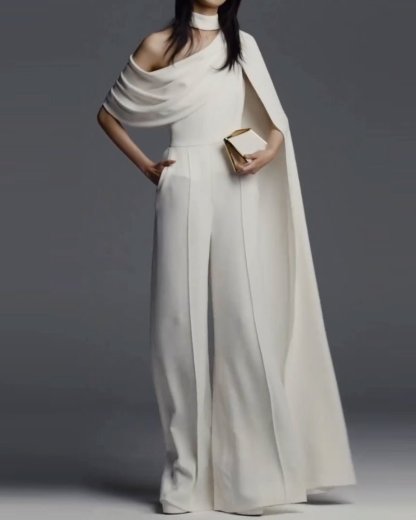 Elegant One - Shoulder Solid Color Jumpsuit - MismiDaily - jumpsuit