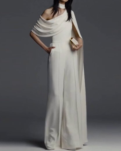 Elegant One - Shoulder Solid Color Jumpsuit - MismiDaily - jumpsuit