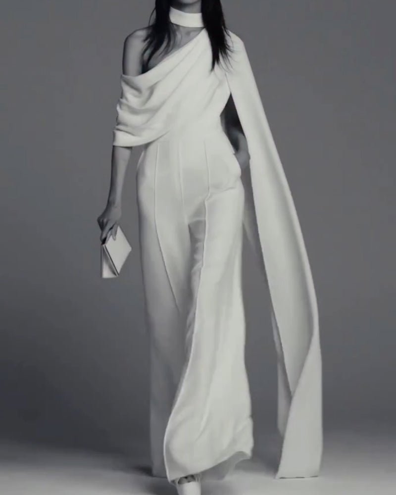 Elegant One - Shoulder Solid Color Jumpsuit - MismiDaily - jumpsuit