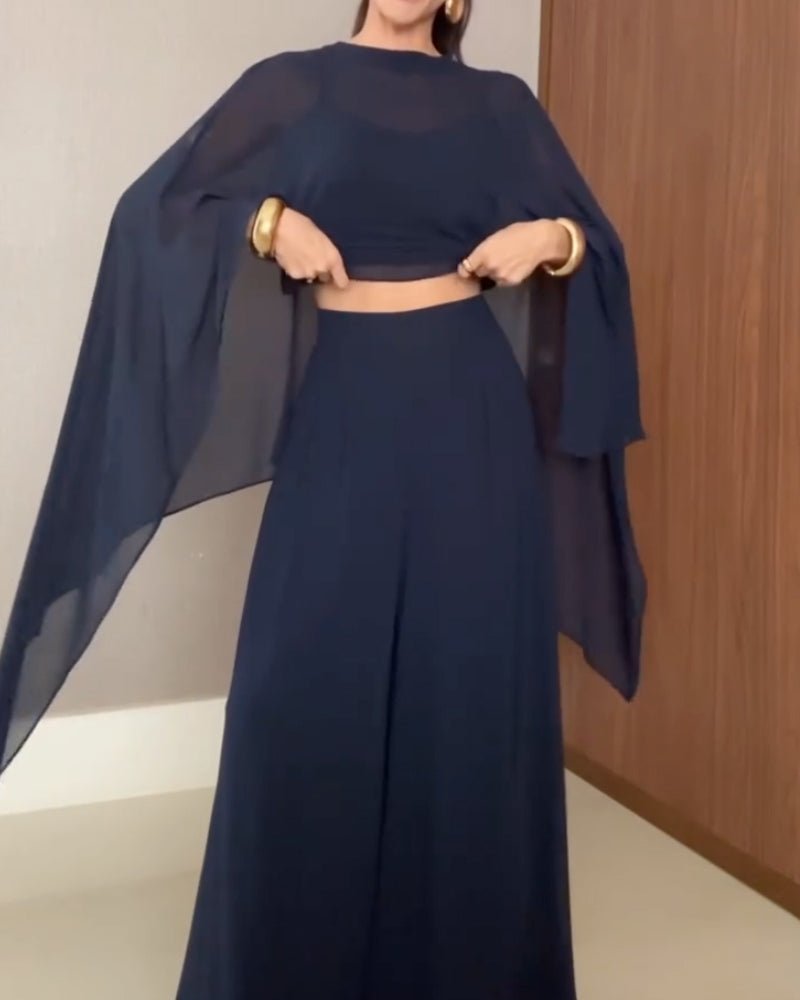 Elegant Solid Color Three - Piece Shawl Set - MismiDaily - Set