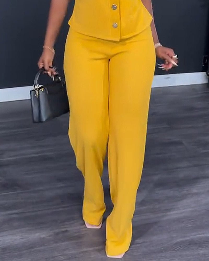 Casual solid color two - piece set - MismiDaily - Two - piece