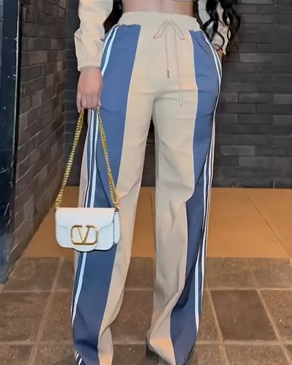 Color - blocked casual solid color two - piece set - MismiDaily - Two - piece