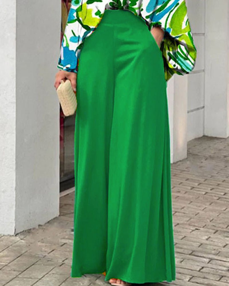 Collared Print Casual Two - Piece Set - MismiDaily - Two - piece