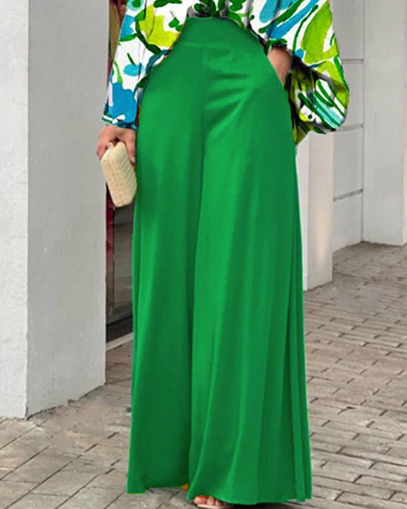 Collared Print Casual Two - Piece Set - MismiDaily - Two - piece