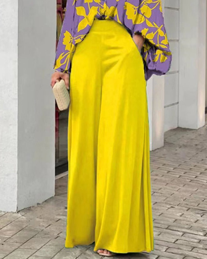 Collared Print Casual Two - Piece Set - MismiDaily - Two - piece