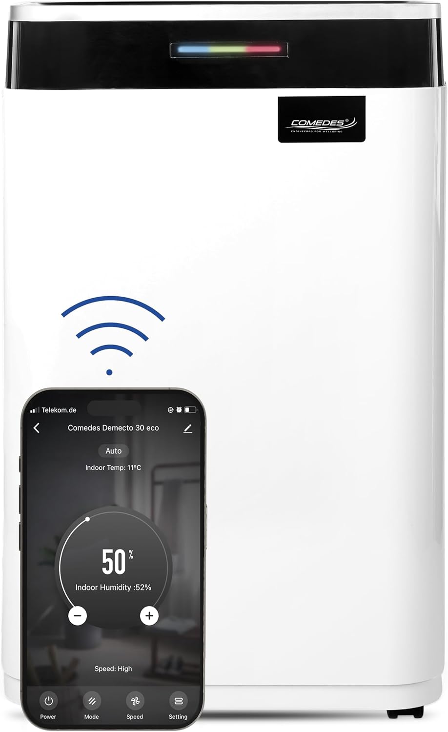 Comedes Demecto 30 Eco WiFi - Deshumidificador de construcción máx. 25 litros24 h, apto para todas las habitaciones y sótanos hasta 100 m2230 m3-Sereneota