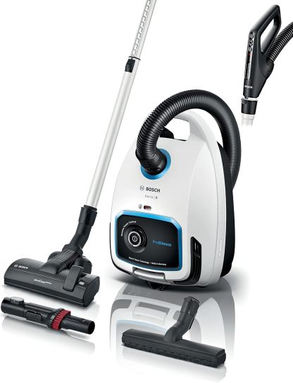 Bosch BGB6SIL1 - Serie, 6 Aspirador ProSilence Blanco de Bolsa, Recoge Cable automático, 4 L, iluminación LED-Sereneota