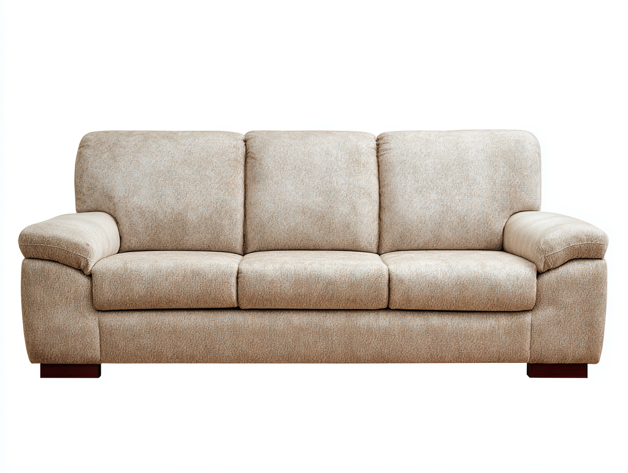 Sofá de 3 plazas de tela 210x92x85 cm - beige/marrón oscuro - para salón - diseño contemporáneo