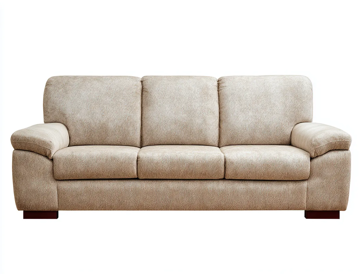 Sofá de 3 plazas de tela 210x92x85 cm - beige/marrón oscuro - para salón - diseño contemporáneo