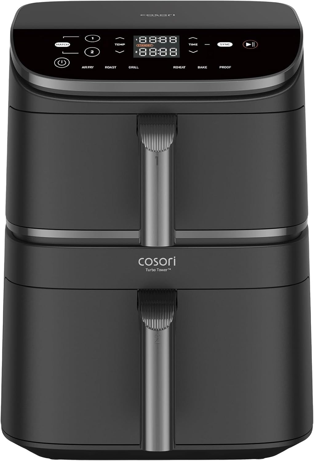 Cosori Turbo Tower Freidora de Aire10,8L con Cesta Verticales, Cocción en 3 Niveles que Ahorra Espacio, 2630 W, 6 funciones, 2 DC Motores, Más de 50 Recetas Completas en Línea-Sereneota