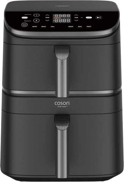 Cosori Turbo Tower Freidora de Aire10,8L con Cesta Verticales, Cocción en 3 Niveles que Ahorra Espacio, 2630 W, 6 funciones, 2 DC Motores, Más de 50 Recetas Completas en Línea-Sereneota