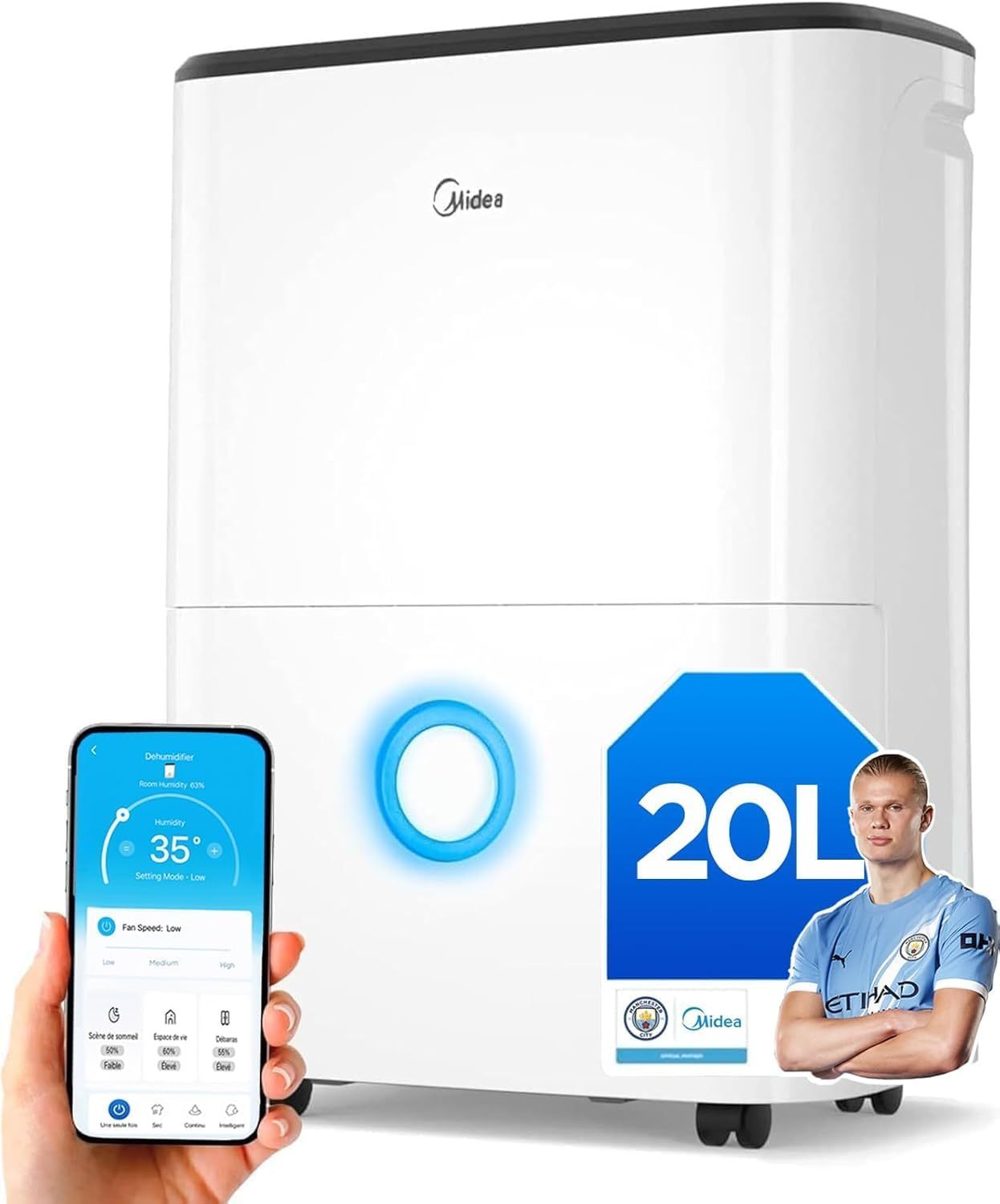 Midea Deshumidificador de Humedad 20L Silencioso - WiFiApp, Modo Secado de Ropa y Auto Antihumedad, Purificador Eléctrico Antibacterias, moho y Condensación - Ideal en habitaciones hasta 50m2150m3-Sereneota
