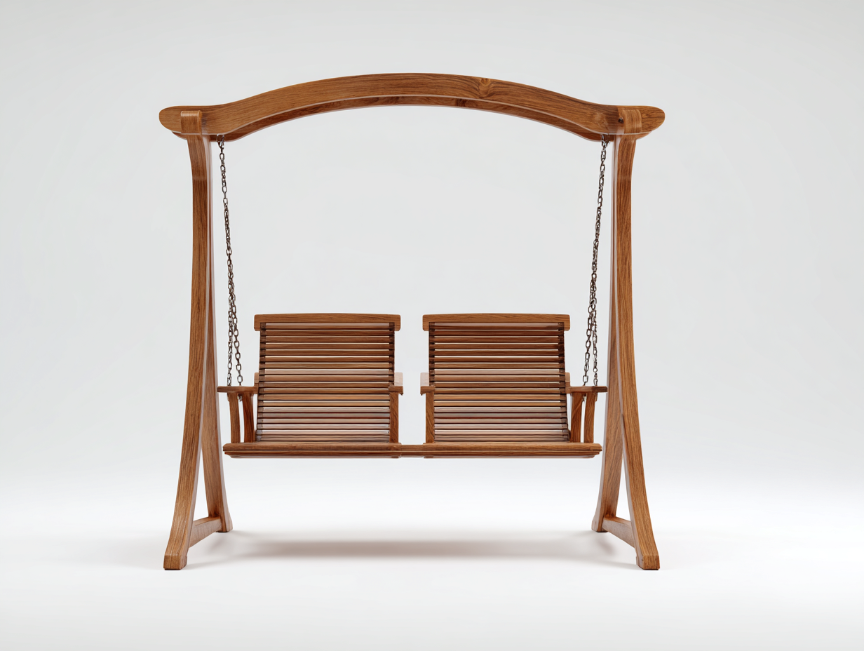 Columpio de jardín de madera 190x120x160 cm - madera natural - para jardín - diseño clásico