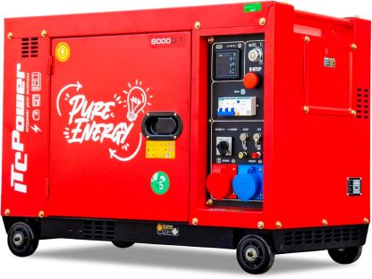 ITCPower Generador Diésel Full Power 7,9 kVA RED EDITION 400V y 230V - Generador Eléctrico con Arranque Eléctrico y ATS para Casa y Energía Solar - Silencioso con Autonomía 10h y Bajo Consumo-Sereneota